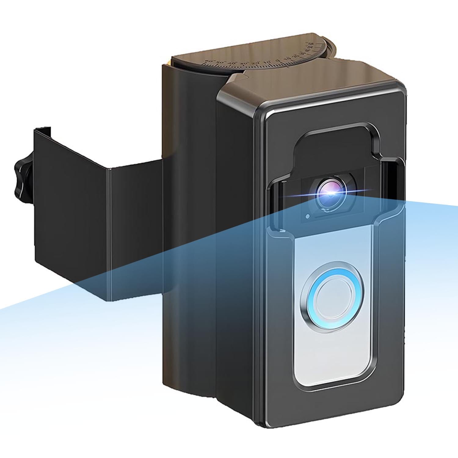 Adjustable Doorbell Angle Mount, 45 to 135 Degree Bracket Compatible with Video Doorbell 1/2/3/3 Plus/4/2020/2021/Pro/Blink, No Drill Anti-Theft Wall Holder Kit with Rain Cover (Black)