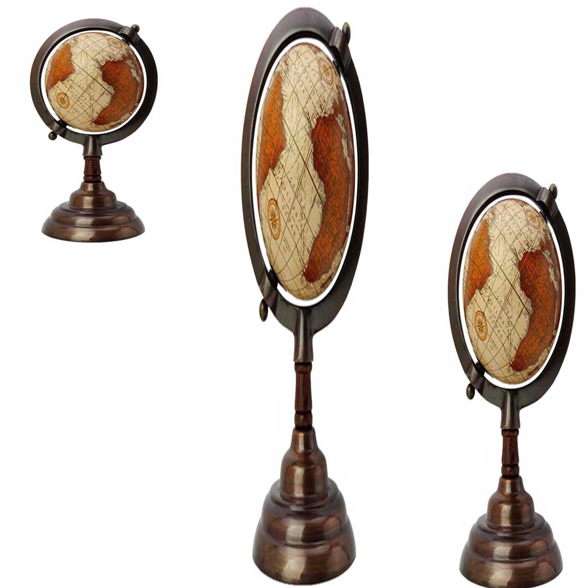 bimbabeautifulart Globe Mini Rotating Desktop Globe World Earth Globes Ocean Geography Table Peach Decor