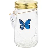 Butterfly in a Glass Jar, Hsxxf LED Lamp Jar Animated Butterfly in A Jar Tap to Activate Gift Decoration (Blue)
