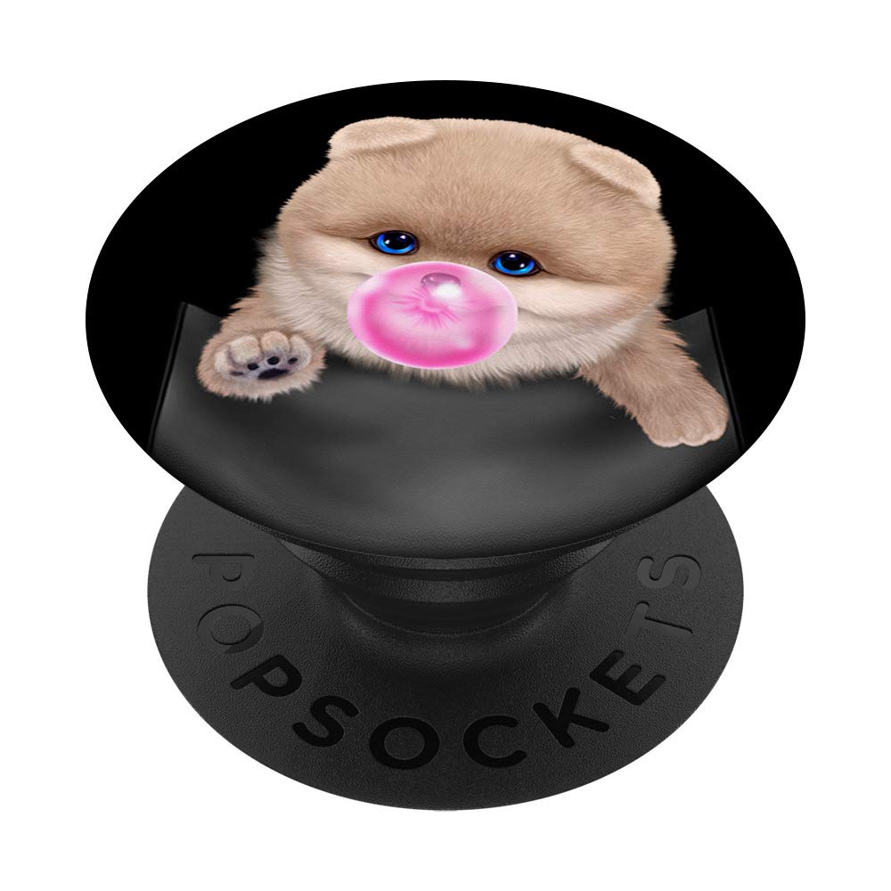 Cream Pomeranian Dog in Pocket with Bubble Gum PopSockets PopGrip: Swappable Grip for Phones & Tablets