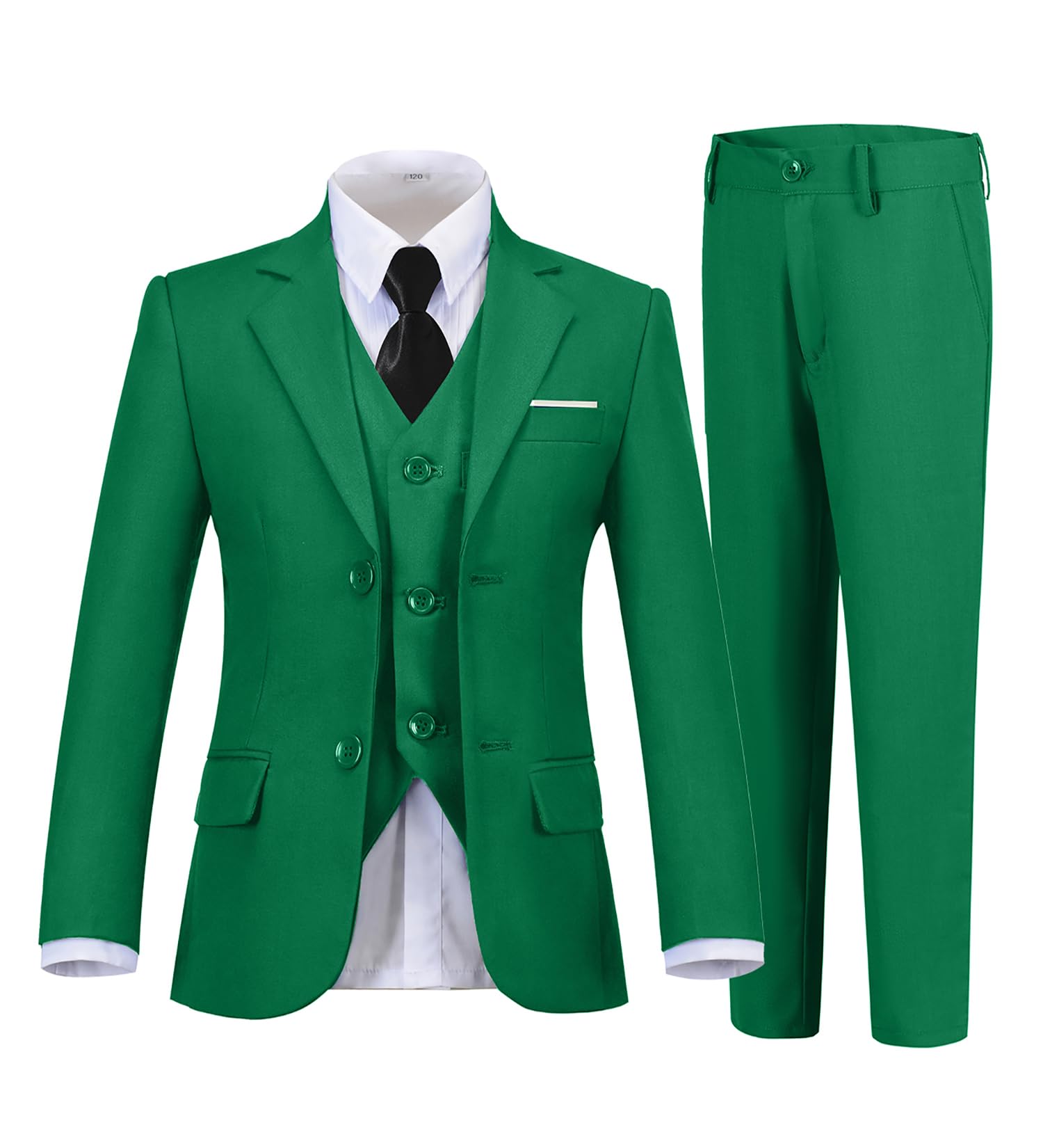 Boy's Suits 5 Piece Tuxedo Slim Fit Set Dresswear Formal Wedding Outfit Teen Boy Dress Clothes Green Suits for Toddler Boys Size 14 Image