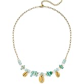 TOVABA Gold Shell Necklace for Women Seashell Charm Cowrie Shell Pendant with Elegant Pearl Beaded Necklace for Beach Summer Jewelry Trendy