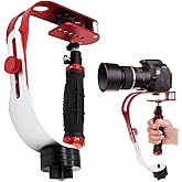 AFUNTA Pro Handheld Video DSLR Camera Stabilizer Steady Compatible GoPro Cannon Nikon Sony Camera Cam Camcorder DV Smartphone up to 2.1 lbs with Smooth Pro Steady Glide -Red/Silver/Black
