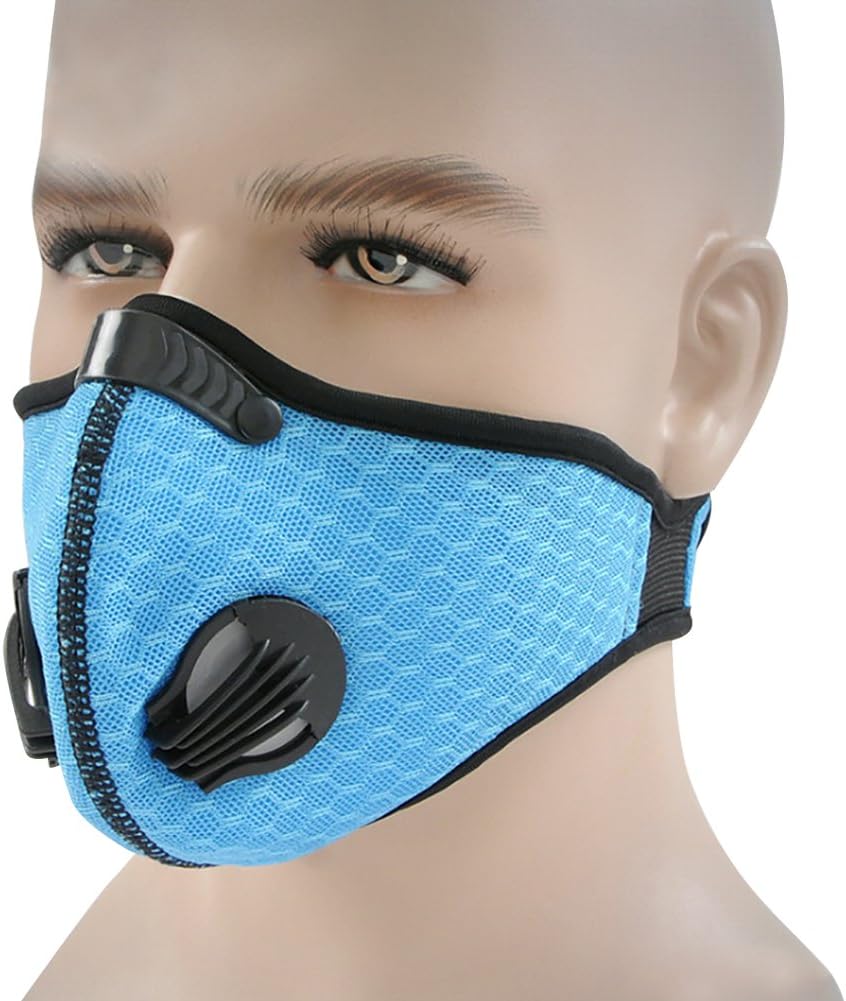 HotMall-US Protective face and Mouth,Unisex,Washable, Reusable Protective Breathable Anti Dust Fog Windproof Outdoor Sports Cycling Facial Mouth Protection Blue 5pcs
