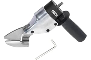 VLOXO Professional Metal Shear Drill Attachment, Sheet Metal Cutter for Drill Attachment with 360° Pivoting Handle, Power Tool Accessory for Curved and Straight Cutting on Steel, Aluminum(Black)