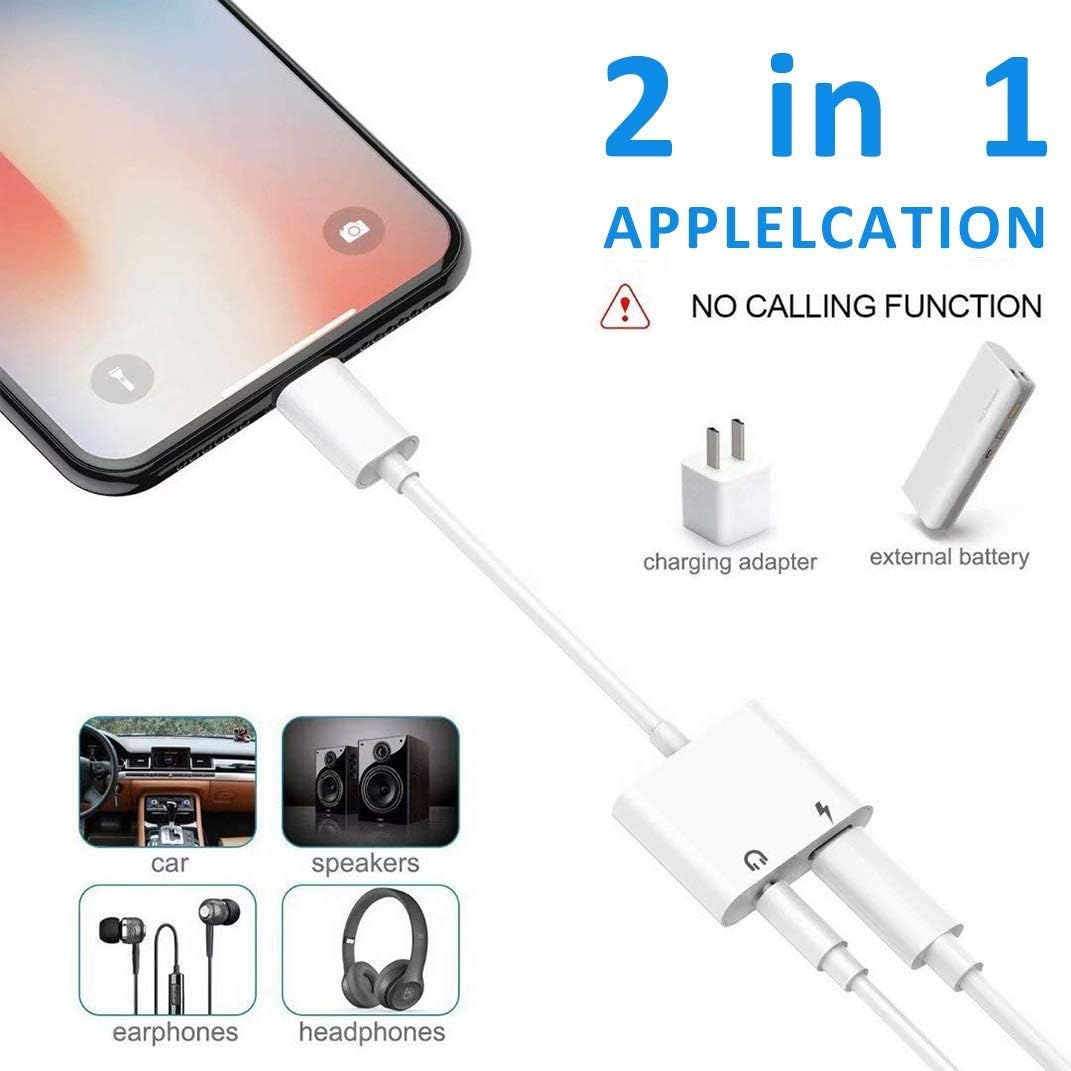 for iPhone Headphone Adapter Dongle Charger Jack AUX Audio 3.5 mm with iPhone 12/ 7/7Plus/8/8Plus/X/XS/XR/10/XS 11 MAX Accessory Compatible All iOS Systems: Home Audio & Theater
