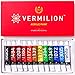Acrylic Paint Set by Vermilion, Professional Grade 12 Tube Set, Vivid Colors, Suitable for Canvas, Glass, Fabric, Clay & More