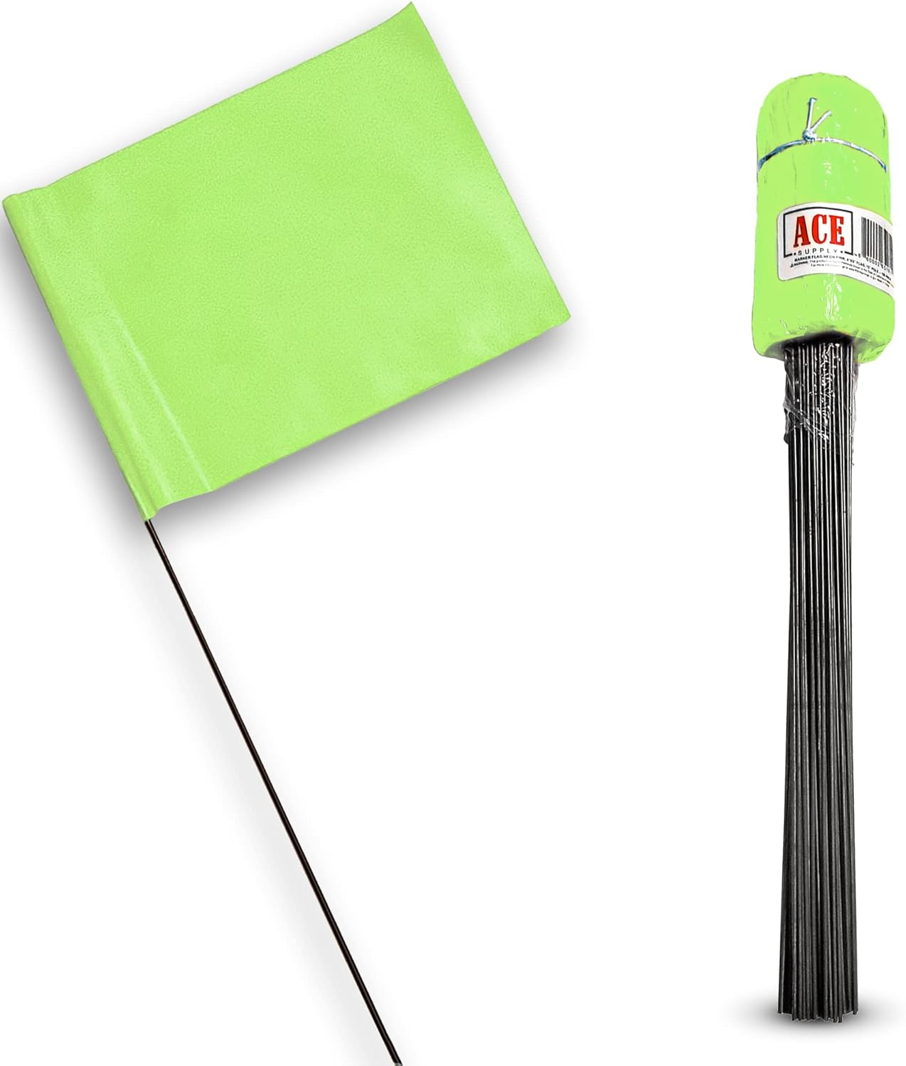 Flags - Lime Marking Flags 100 Pack - 4x5-Inch Marker Flags - 15-Inch Wire - Small Yard Flags Marking Flags for Lawn, Irrigation Flags, Lawn Flags Markers, Landscape Flags, Survey Flags, Sprinkler Flags