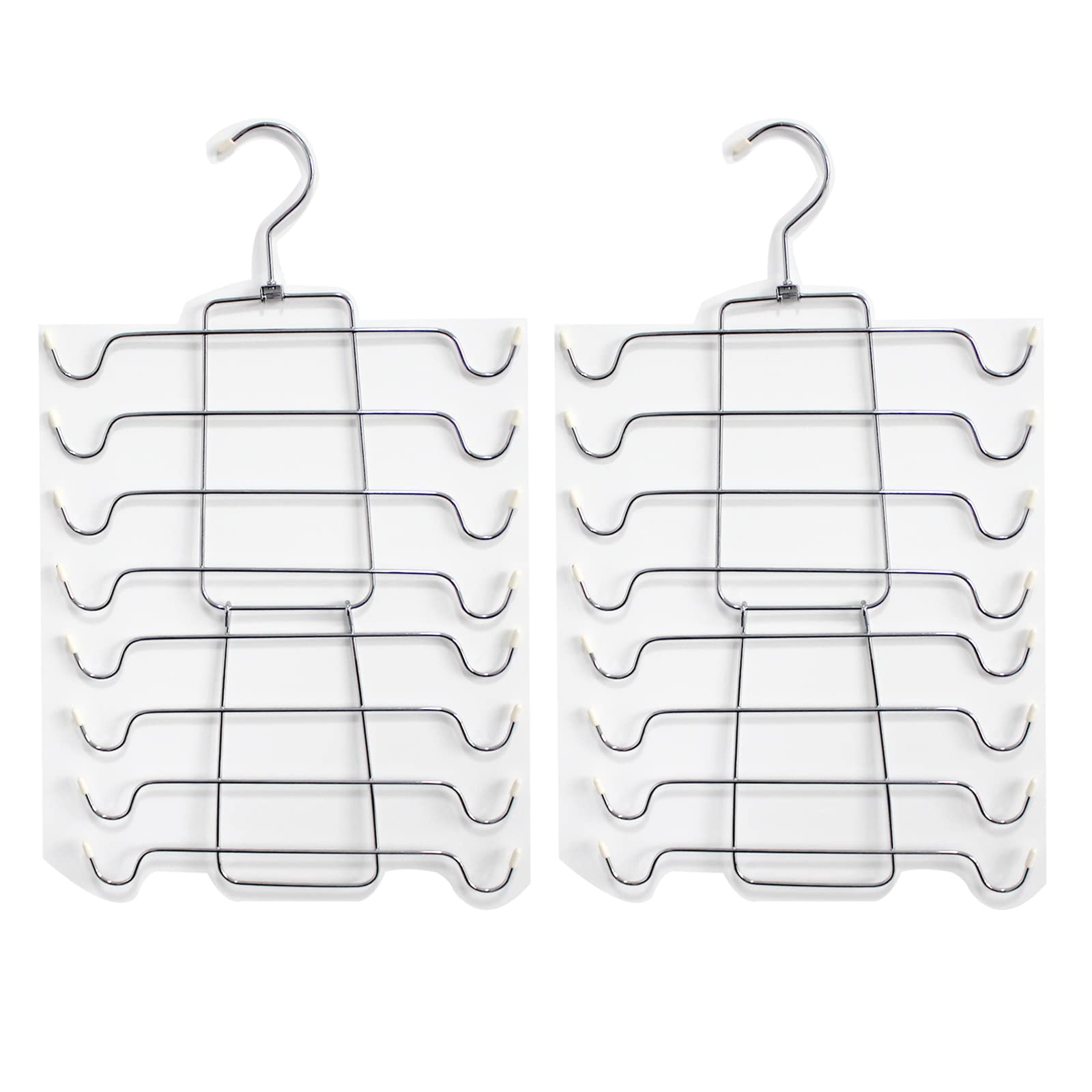2 Pack Metal Foldable Bra Hangers Space Saving Underwear Hanger for Closet Organizer Rack for Tank Top, Cami, Swimwear, Strappy Dress 8 Layer Multifunction Clothes Organiser off-white