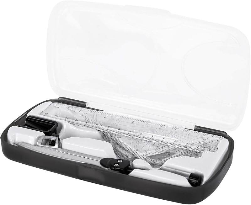 10-teiliges Mathematik-Set, mit Zirkel, Bleistift, Radiergummi, Spitzer, Winkelmesser, Geodreiecken, Lineal und Aufbewahrungsetui