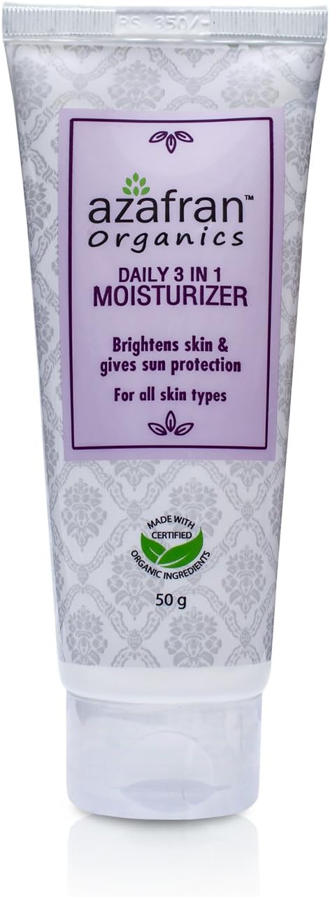 AzafranOrganics Daily 3-In-1 Moisturizer Lightweight Face Cream Reduce Dark Spot Anti-Wrinkle - 50 g[Amazon-developed Certification] Compact by Design