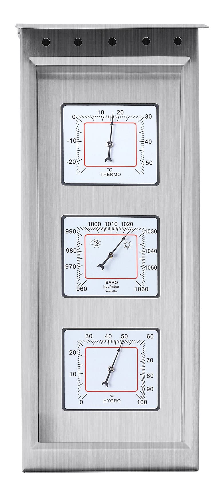 Youshiko 3 in 1 (Latest 2026 Version) Weather Station for Indoor and Outdoor use, Barometer Thermometer Hygrometer with stainless steel frame (White)