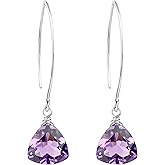 Purple Amethyst Trillion Quartz Sterling Earrings
