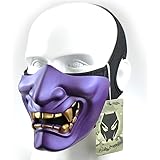 ATAIRSOFT Halloween Costume Cosplay BB Gun Evil Demon Monster Kabuki Samurai Hannya Oni Half Cover Airsoft and Prop Mask