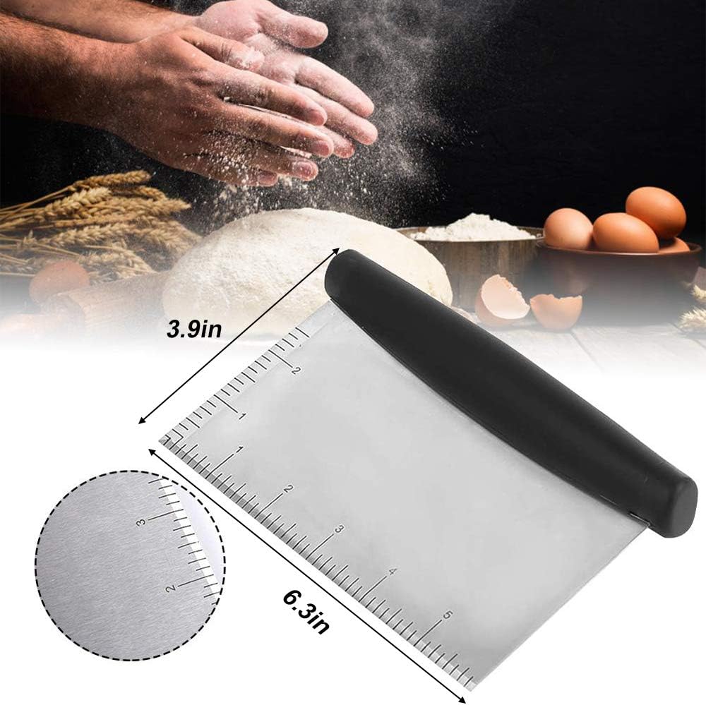 Pastry Blender and Dough Scraper-Professional Stainless Steel Pastry Cutter Set, Multipurpose Bench Scraper-Great as Dough Cutter for Pastry Butter and Pizza Dough, Smooth Baking Dough Tools for Kitchen: Kitchen & Dining