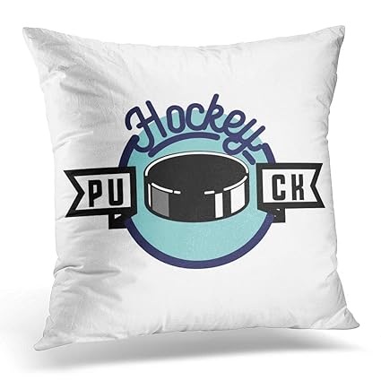 Caso Copridivano Blu Puck Color Vintage Hockey Emblem Bianco