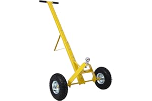 KUFUH Trailer Dolly with 10" Pneumatic Tire & 600 Lb Capacity, Yellow Trailer Mover with 44" Handle for Boats, Utility & Scooter Trailers - Easy Tight Space Maneuvering