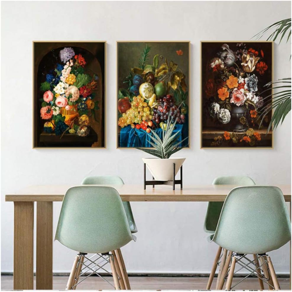 XIANGPEIFBH Home Decoration Poster Prints Wall Art Canvas Paintings Picture Classical Flower-Antique Still Life Oil Painting Fruit-50x70cm No Frame