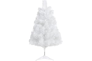 CCINEE 2Ft Artificial Christmas Tree, White Mini Tabletop Xmas Tree with Plastic Stand 80 Branches Tips for Christmas Party Supplies Home Indoor Decoration