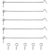 Waziaqoc 8 Inch Hook and Eye Latch, Silver | 5PCS, Heavy Duty Iron, Barn Door Lock Privacy Lock, Screw Fixing Type, For Sliding Door Barn Door Gate Window Cabin