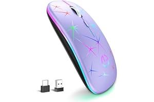TaIYanG Wireless Mouse, 2.4G Portable Optical Quiet RGB Mouse with USB Receiver and Type C Adapter, 3 Adjustable DPI Levels, Wireless Computer Mouse for Laptop, Computer, PC, MacBook, Desktop