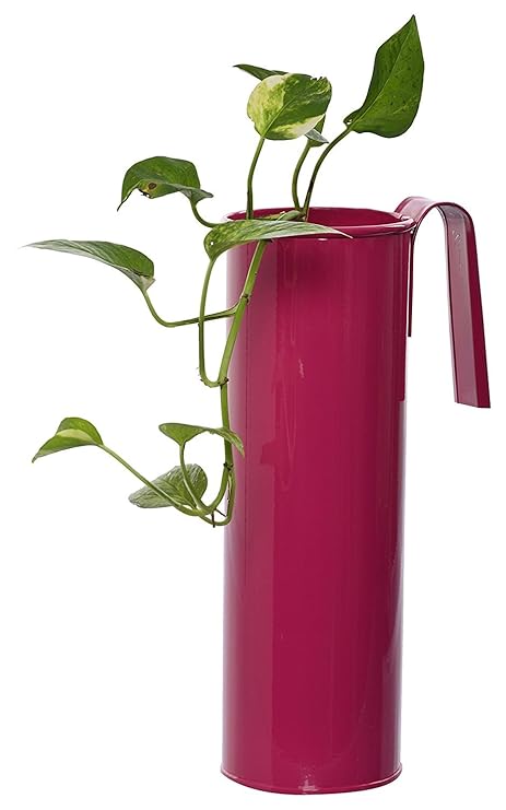 Green Gardenia GI-Metal Cylindrical Railing Planter/Hanging Planter (Pink)
