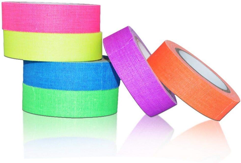 CHINAJIAODAI 1 Roll 15mmx5m Fluorescent Gaffer Neon Tape Blacklight Reactive Colored Masking Tape,Purple