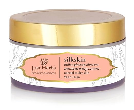 Just herbs Silkskin Indian Ginseng- Aloevera Ayurvedic Ultra Moisturising Cream for Dry Skin, 50 GM