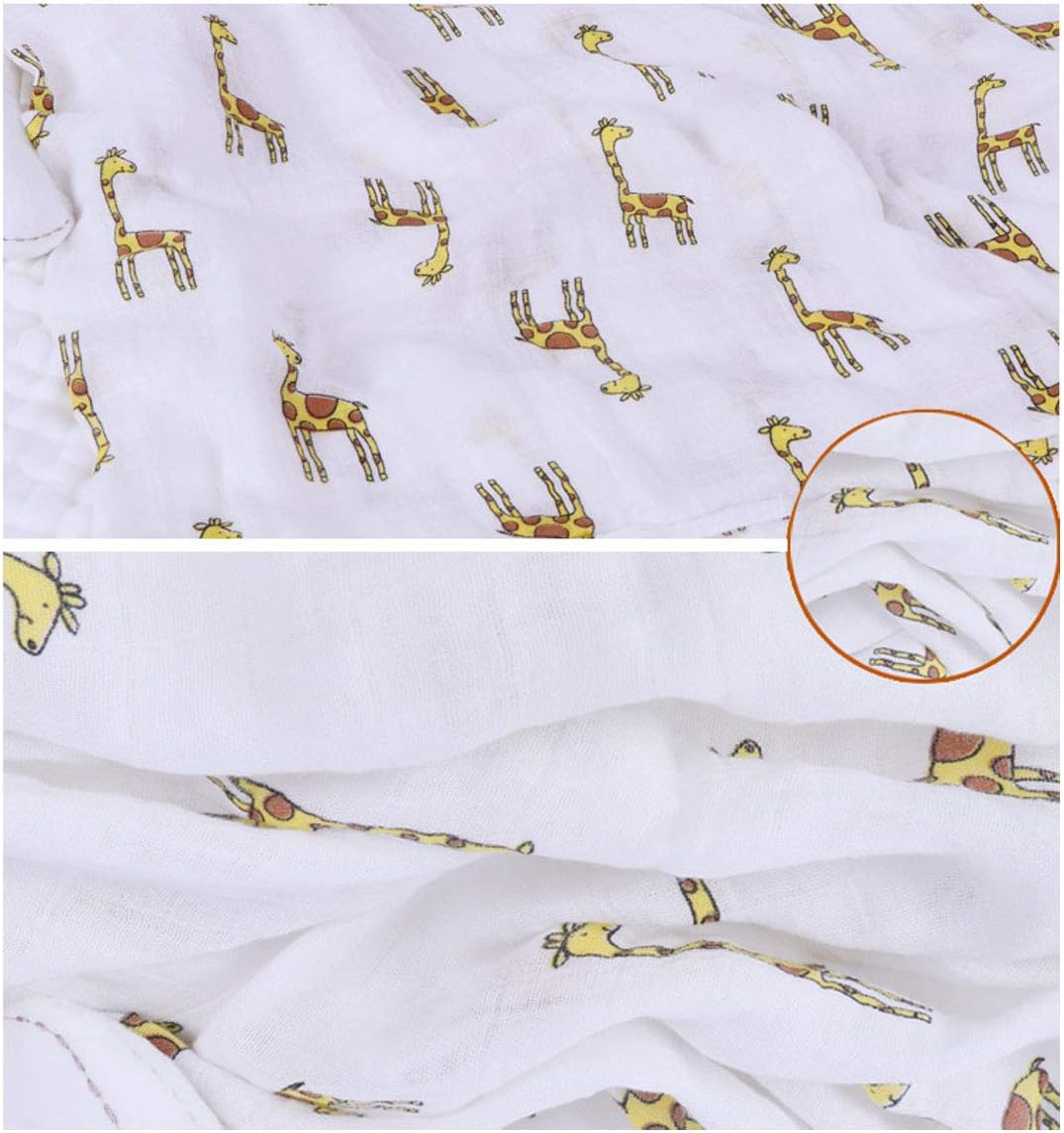 BuxiuGK Baby Muslin Cloths Soft Bamboo Cotton Baby Swaddle Blanket Muslin Squares for Baby Girl or Boy,120cm X 110cm/47"x43",Giraffe - Image 5