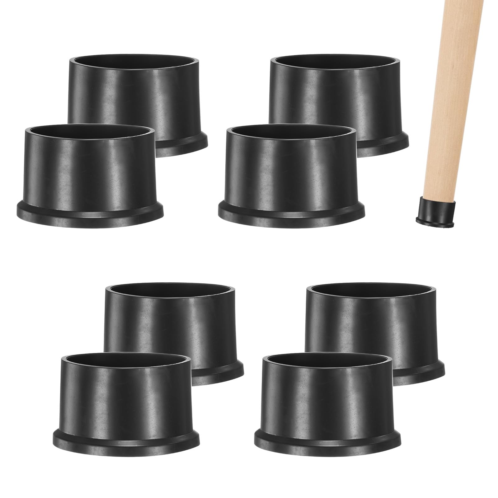 M METERXITY 8-Pack Chair Leg Caps, 2 Inch(50mm) PVC Chair Leg Floor Protectors for Folding Chairs/Metal Chairs/Furniture Table/Hardwood Floors, Round Non-Slip Cover End Tips [Black]