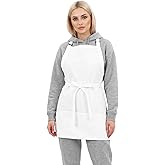 Tucnoeu Adjustable Waitress Server Apron, Kitchen Cooking Apron with 3 Pockets, Kitchen Aprons for Women Men, Bib Apron, White Apron Costume