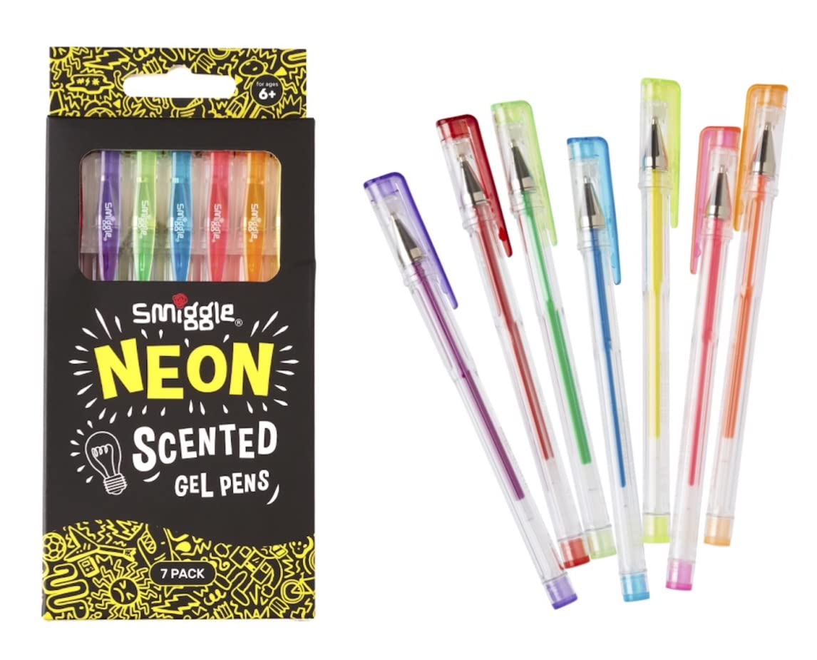 Smiggle Rollerball Gel Pens x7 Pack Scented Multicoloured Neon