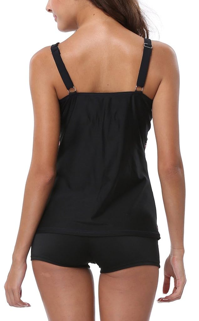 Attraco Damen Mehrfarbig Two Piece Bunten Streifen Tankini Mit Hotpants