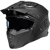 ILM Open Face Motorcycle 3/4 Half Helmet for Men and Women, Vintage Retro Helmet with Visor for Moped ATV Cruiser Scooter DOT Model Z302(Matte Black,Large)