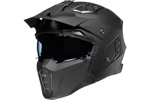 ILM Open Face Motorcycle 3/4 Half Helmet for Men and Women, Vintage Retro Helmet with Visor for Moped ATV Cruiser Scooter DOT Model Z302(Matte Black,Medium)