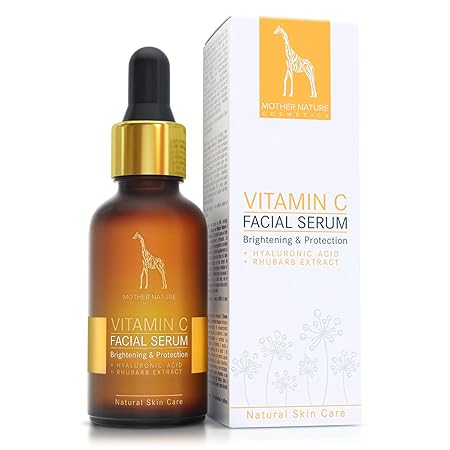Vitamin C Serum mit Hyaluronsäure und Rhabarberextrakt - NATURKOSMETIK VEGAN - 30 ml made in Germany by Mother Nature Cosmeti