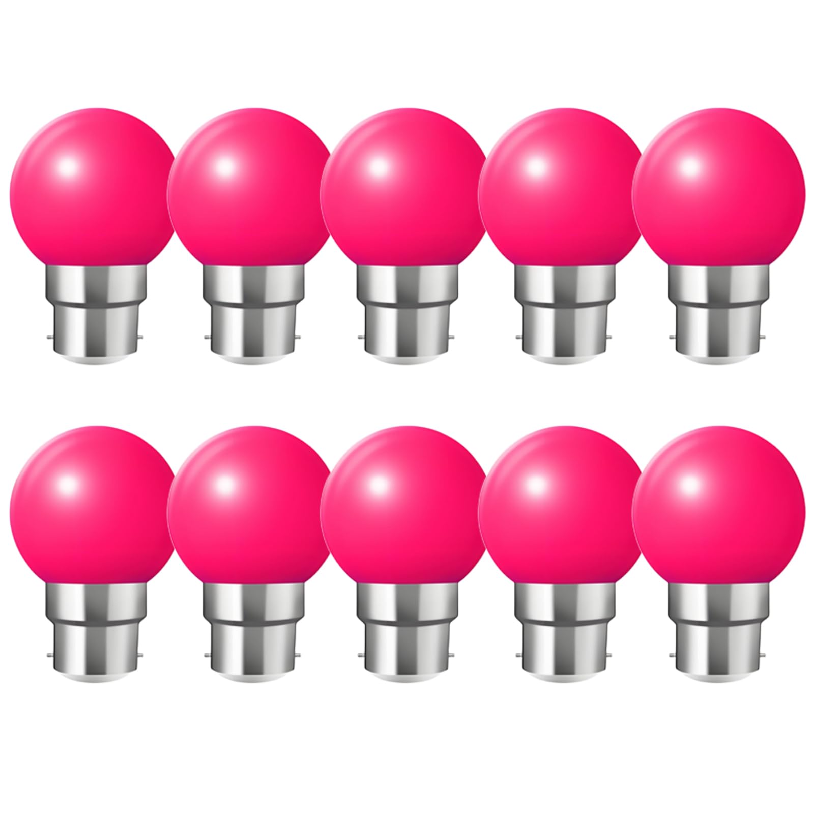 HUAMu B22 Bayonet led Bulbs, 2W LED Coloured Light Bulb Mini Globe Golfball Bulbs for Outdoor Patio Garden Party Christmas, Pink, Pack of 10