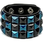 eYLun Men Women Cuff Leather Bracelet Punk Stud Wristband Bracelet Rock Adjustable Bangle Unisex