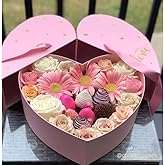 UNIKPACKAGING Premium Quality European Style Heart Shape Flower Box, Floral Gift Box, for Luxury Style Flower Arrangements (Pink)