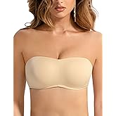 Amafuur Minimizer Strapless Bra for Women Large Bust with Clear Strap Seamless Convertible Bandeau Underwire Bras