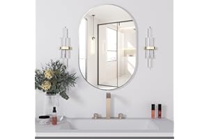 NEUWEABY Oval Bathroom Mirror Capsule Wall Vanity Mirror, 20"x30" Pill Mirrors Silver Wall Mount Mirror, Large Modern Mirror 