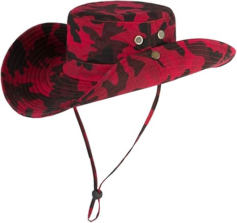 red camouflage bucket hat