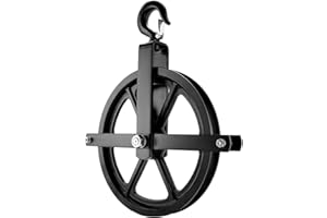 QWORK Scaffolding Wheels, 12" Aluminum Lifting Pulley, 1000 Lbs Ladder Hook Pulley Scaffold Hoist Pulley for Lifting with Rope