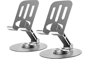 Lusosh 2PCS Cell Phone Stand, Multi-Angel Adjustable 360° Rotation Non-Slip Metal Phone Stand Compatible with iPone Android Smartphone and Tablet(Grey&Grey)