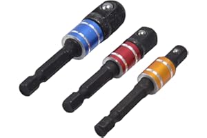 GOWENIC Chrome Vanadium Steel Socket Adapter Set 1/4in Hex Shank Square Head Extension Bit Tool Kit 3Pcs Stable Fixing for Wo