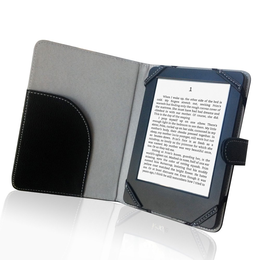 ENJOY-UNIQUE Book Style Litch Pu leather Case Cover for 6" ebook Reader Case Cover for sony/kobo/pocketbook/nook/tolino 6inch ebook reader (Black)