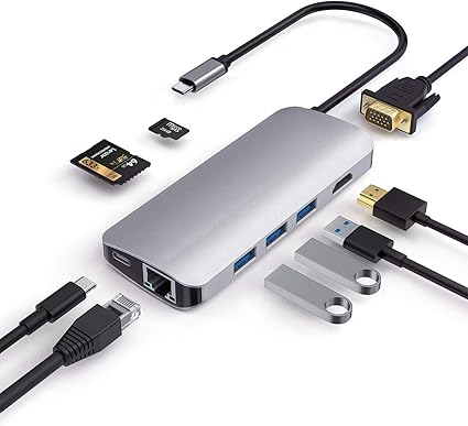Amazon Usb Type C ハブ 9in1 Usb Type C 変換 4k Hdmi 1080p Vga同時出力対応 Sd Tfカードリーダー 5gbps 3 Usb3 0ポート 1gbps Lan Usb C Pd充電ポート Macbook Macbook Pro 16 17 18 他対応 Jyroad Usbハブ 通販