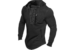 PETCDIM Mens Long Sleeve Tactical Hoodies Sweatshirts Outdoor Military Distressed Retro Lace Up Gym Athletic Hooded Pullover