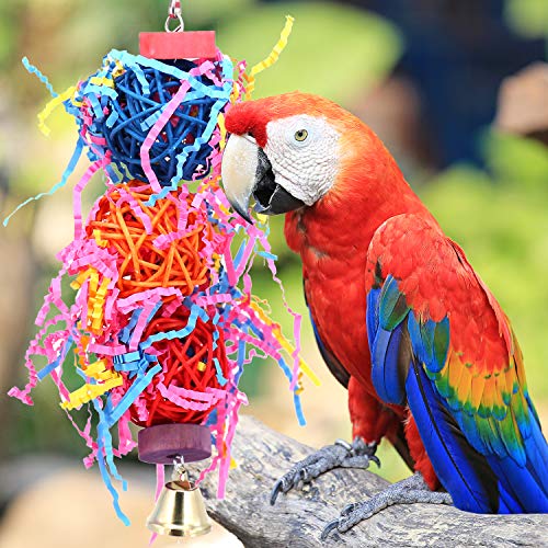 INDREMY Bird Chewing Toys Shredder for Chewing & Foraging Keep Bird Busy Parrot Cage Bite Toys Suggested for African Grey Cockatoos Parrot Bird Foraging Hanging Toy
