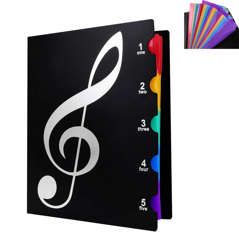 A4 Waterproof Expanding File Folder 20 Pockets Accordion File Organiser Project Folder Plastic Document Paperwork Holder Rainbow Color Music File Folder with Colored Labels for School Office Art